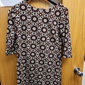 Brown geometric floral print dress